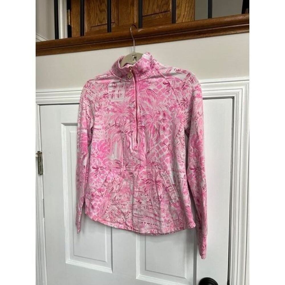 Lilly Pulitzer Skipper Popover Half-Zip Top Paradise Pink‎ Rule Breakers Size XS